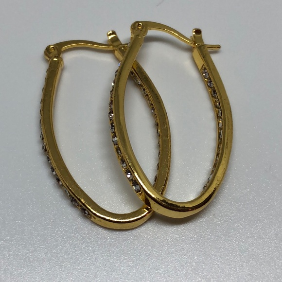 9k gold filled stones LG huggie back earrings - Picture 5 of 7